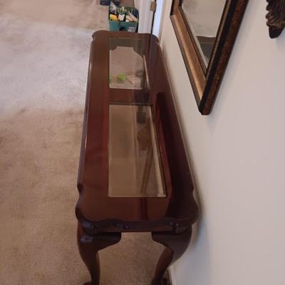 SOFA TABLE WITH DOUBLE GLASS PANEL TOP