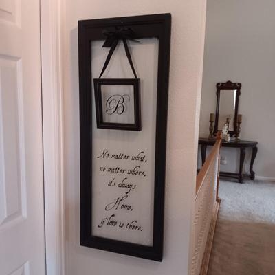 FRAMED GLASS WALL HANGING WITH WORDS OF LOVE