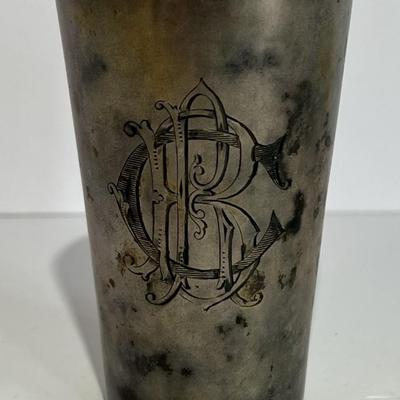 Antique Sterling Silver Baby Cup 3-3/4" Tall Dated 1896 Monogrammed as Pictured.