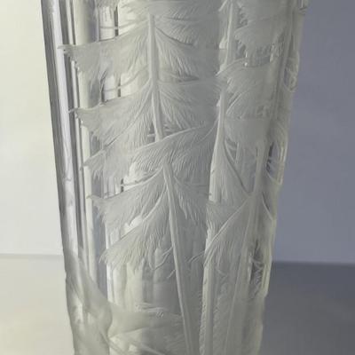 Antique Early Hand Etched Leaded Glass Scenery Water Glass 7-1/4" Tall as Pictured.