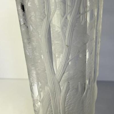 Antique Early Hand Etched Leaded Glass Scenery Water Glass 7-1/4" Tall as Pictured.