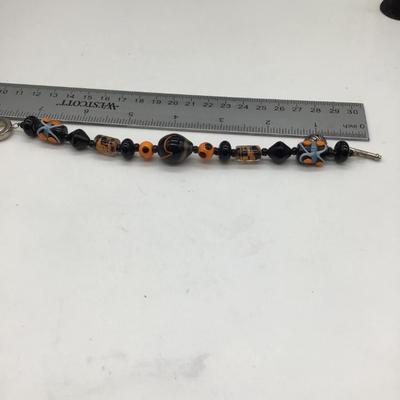 Halloween black and orange beaded bracelet
