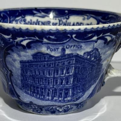 Antique Staffordshire Cup & Saucer Souvenir of Philadelphia as Pictured.