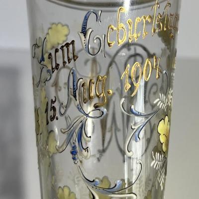 Antique 1904 Birthday Celebration Tall Beer Glass in Very Good Preowned Condition as Pictured.