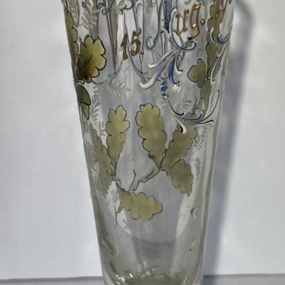 Antique 1904 Birthday Celebration Tall Beer Glass in Very Good Preowned Condition as Pictured.