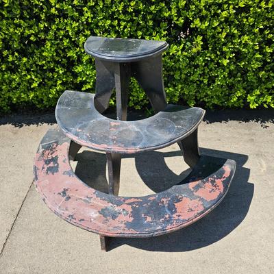 Wooden Half-Round Plant Stand (G-JS)