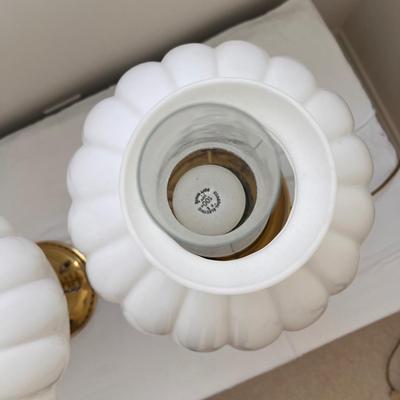 Two Brass Lamps w/ Milk Glass Shades (UB3-DZ)