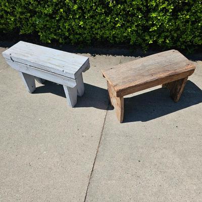 Two Vintage Wood Stools (G-JS)