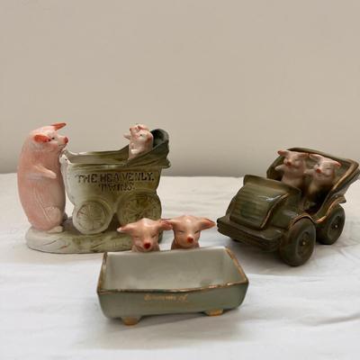German Porcelain Fairing Pig Figurines, incl 'Heavenly Twins' (UB3-DZ)