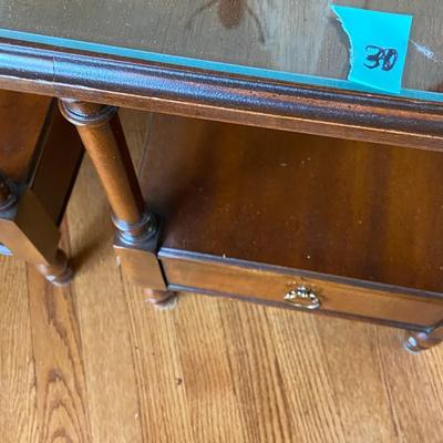 Vintage Pair of Two-Tiered End Tables with One Drawer