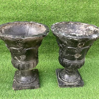 117 Three Outdoor Victorian Style Pedestal Urn Planters