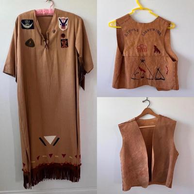 Vintage Campfire Girls Fabric Dress and Leather Vests (UB3-DZ)