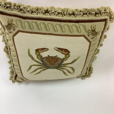 130 Crab Needlepoint Decorative Pillow