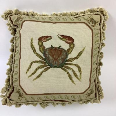 130 Crab Needlepoint Decorative Pillow