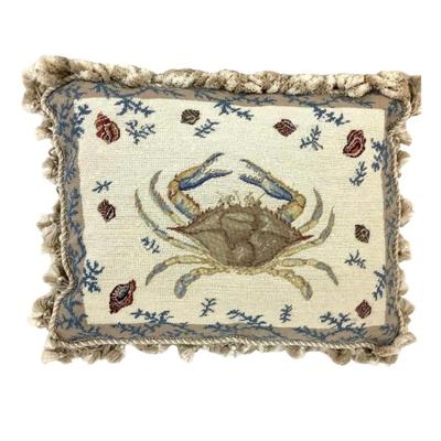 131 Blue Crab Needlepoint Pillow