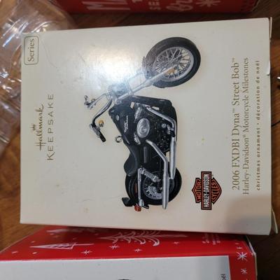 Lot of hallmark and other Harley Davidson minutures replica collectors items