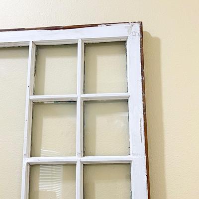 Vtg Distressed Wood Reclaimed Window Wall Decor