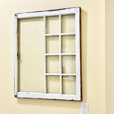 Vtg Distressed Wood Reclaimed Window Wall Decor
