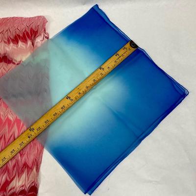2pc scarves Scarf Lot - pink zigzag rectangular and two-tone blue square one