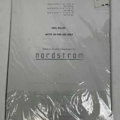 Nordstrom 100% Nylon Sheer black Pantyhose NEW in PACKAGE with rhinestone accent motif on one leg size B