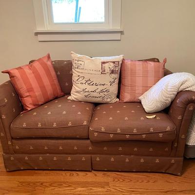 Burgundy Floral Love Seat Sofa