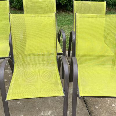 Set Eight (8) ~ Outdoor Stackable Metal Mesh Chairs ~ *Read Details