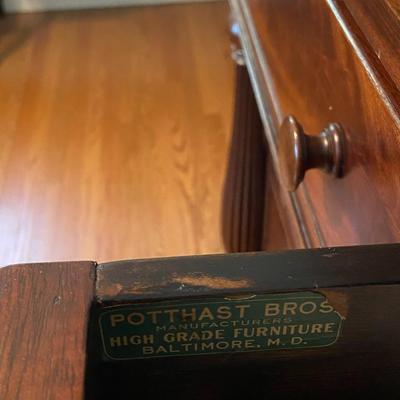 Antique Potthast Brothers Mahogany Five Drawer Dresser