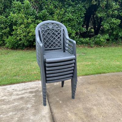 Set Seven (7) ~ Outdoor Stackable Gray Chairs