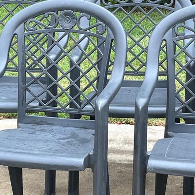 Set Seven (7) ~ Outdoor Stackable Gray Chairs