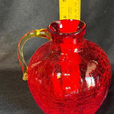 Crackle glass pitcher