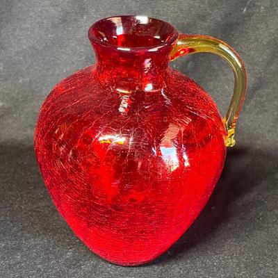 Crackle glass pitcher