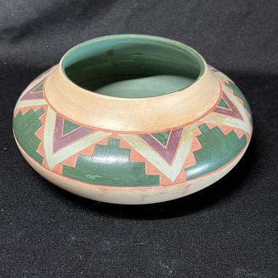 Native American Art pottery mulit-color bowl vase