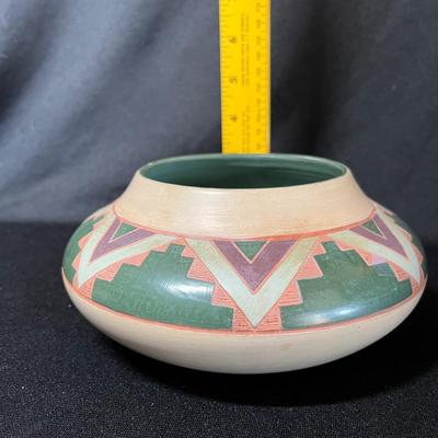 Native American Art pottery mulit-color bowl vase