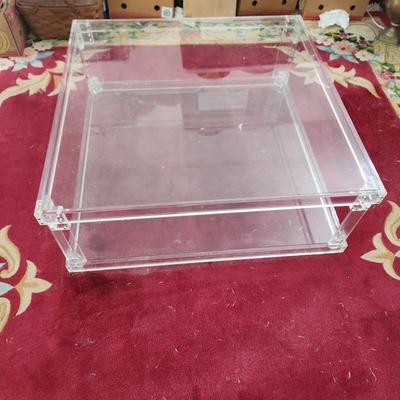 Large Vintage MCM Lucite & Glass Coffee Table 39.5x39.5x15.5