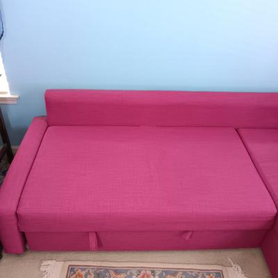 LOT 31: Ikea Friheten Raspberry Pink Sofa Bed