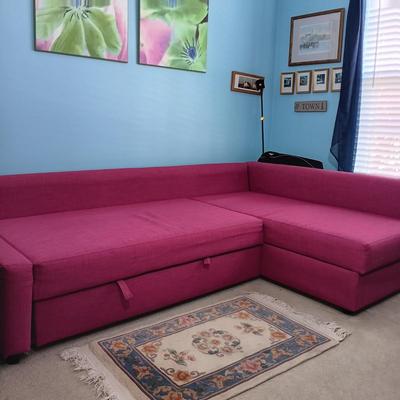 LOT 31: Ikea Friheten Raspberry Pink Sofa Bed