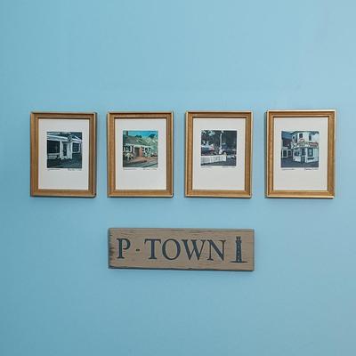 LOT 33: Set of 4 Signed Barbara E. Cohen Provincetown Prints w/ P-Town Sign