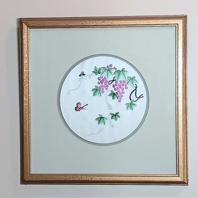 LOT 80: Professionally Framed Embroidery Art on Silk