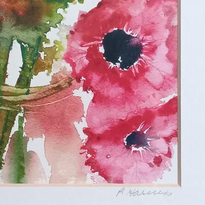 LOT 103: Floral Watercolor Numbered & Signed by Artist