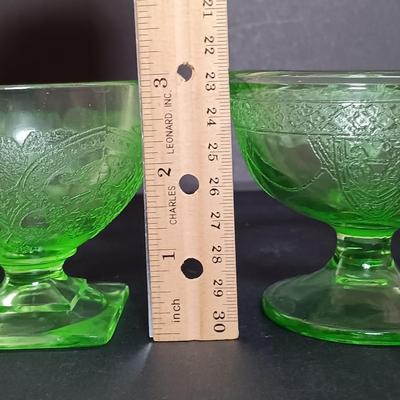 LOT 106: Uranium Glass Georgian & Indiana Glass-Pattern Sherbert Glasses