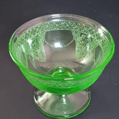 LOT 106: Uranium Glass Georgian & Indiana Glass-Pattern Sherbert Glasses