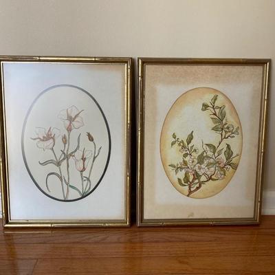 LOT 118: Pair of Signed Lois Framed Floral Wall Hangings