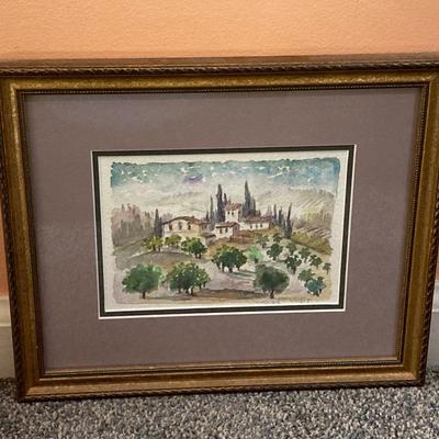 LOT 123: Pair of Signed Watercolor Wall Hangings