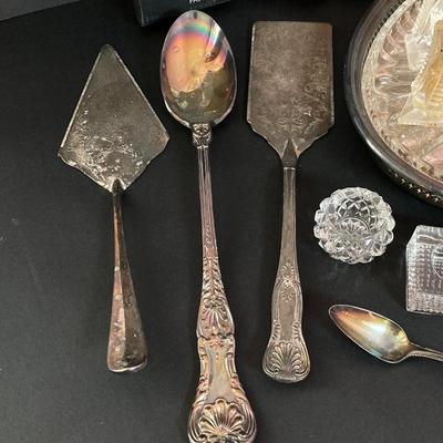LOT 138: Large Serving Collection - Silver Plate, Pewter, Gorham, Cut Glass and More