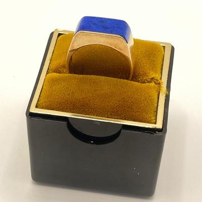 LOT 149: Vintage Gold Lapis Ring - 14KT, TW 5.10g, Sz 8