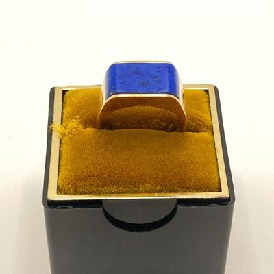 LOT 149: Vintage Gold Lapis Ring - 14KT, TW 5.10g, Sz 8