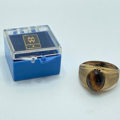 LOT 152: Gold Filled Tiger's Eye Ring and MW Pin