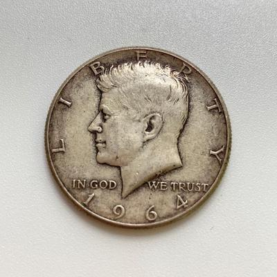 LOT 161: John F Kennedy 1964 Silver Half Dollar Coin and Official JFK White House Portrait