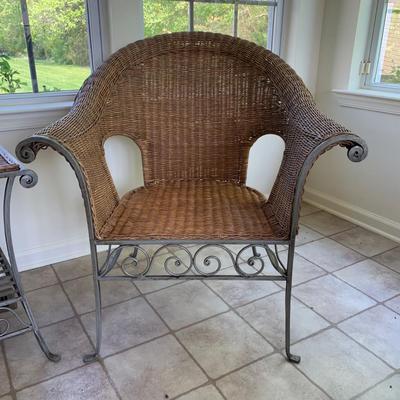 LOT 167: Wicker & Metal Chairs & End Table Set