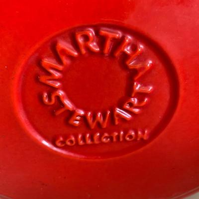 LOT 180: Martha Stewart Collection: Red Enamel Cast Iron Cookware & Mini Lidded Casseroles & 2 New In Package Enamel Mini Casseroles